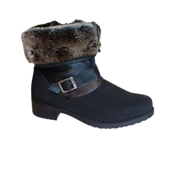 Vibram Toe Warmer Black Arctic Grip Winter Ankle Boots Calf Shoes Women Size 8M - Picture 1 of 14